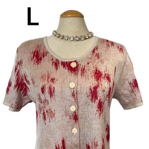 COPY - DONNA F Top or Cardigan Sweater Size Large Button Up Short Sleeves